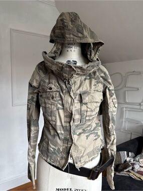 Mason Women's Beige/Olive Camo Hooded Utility Jacket